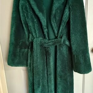 Plush Green Fleece Long Robe